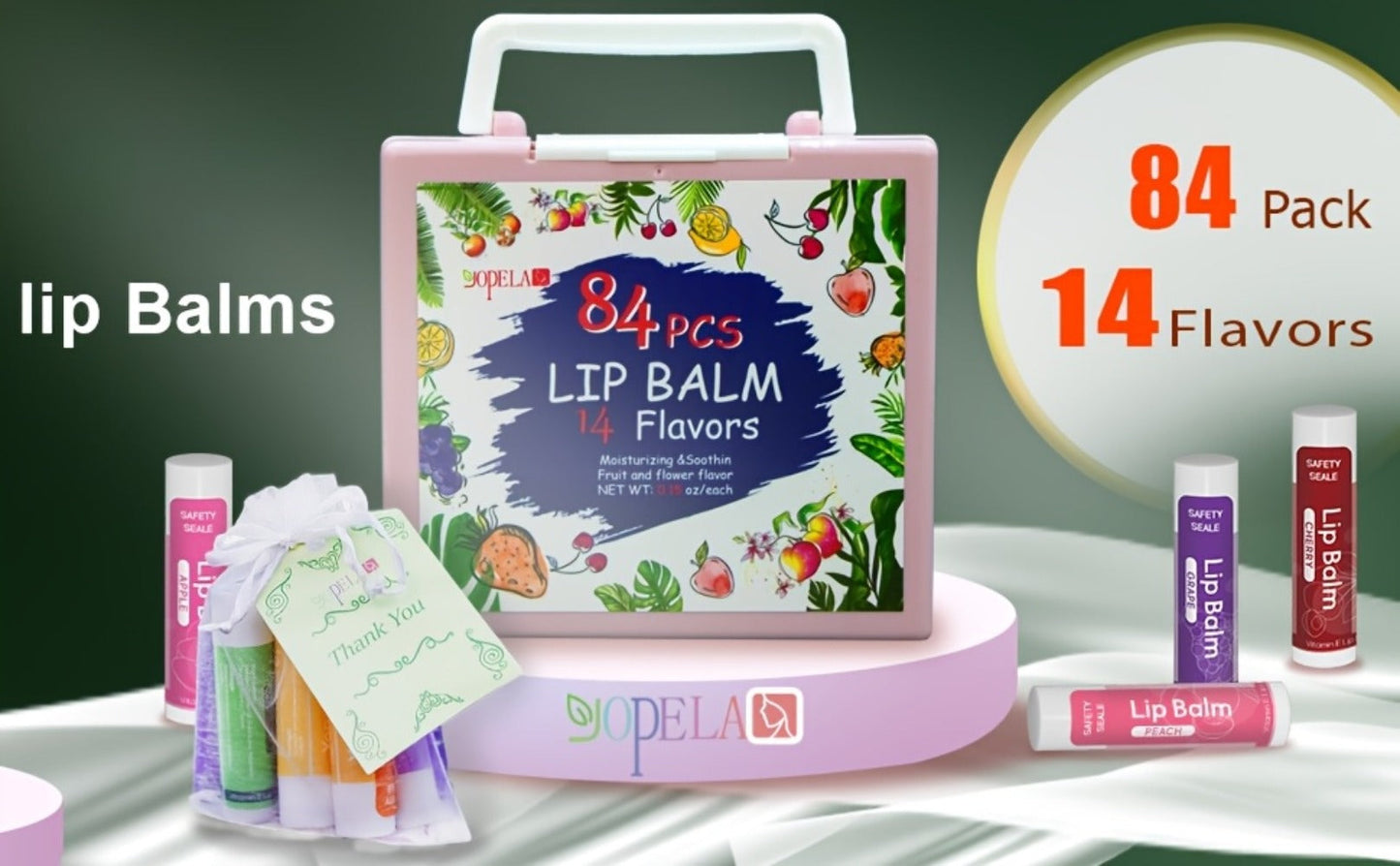 Bulk Lip Balm Set 84 Pcs with Vitamin E & Coconut Oil — 14 Flavors Natural Moisturizing Lip Balm, Non-GMO Formula, Repairs Dry Chapped Lips, Valentine's Day & Holiday Gift for Women Girls