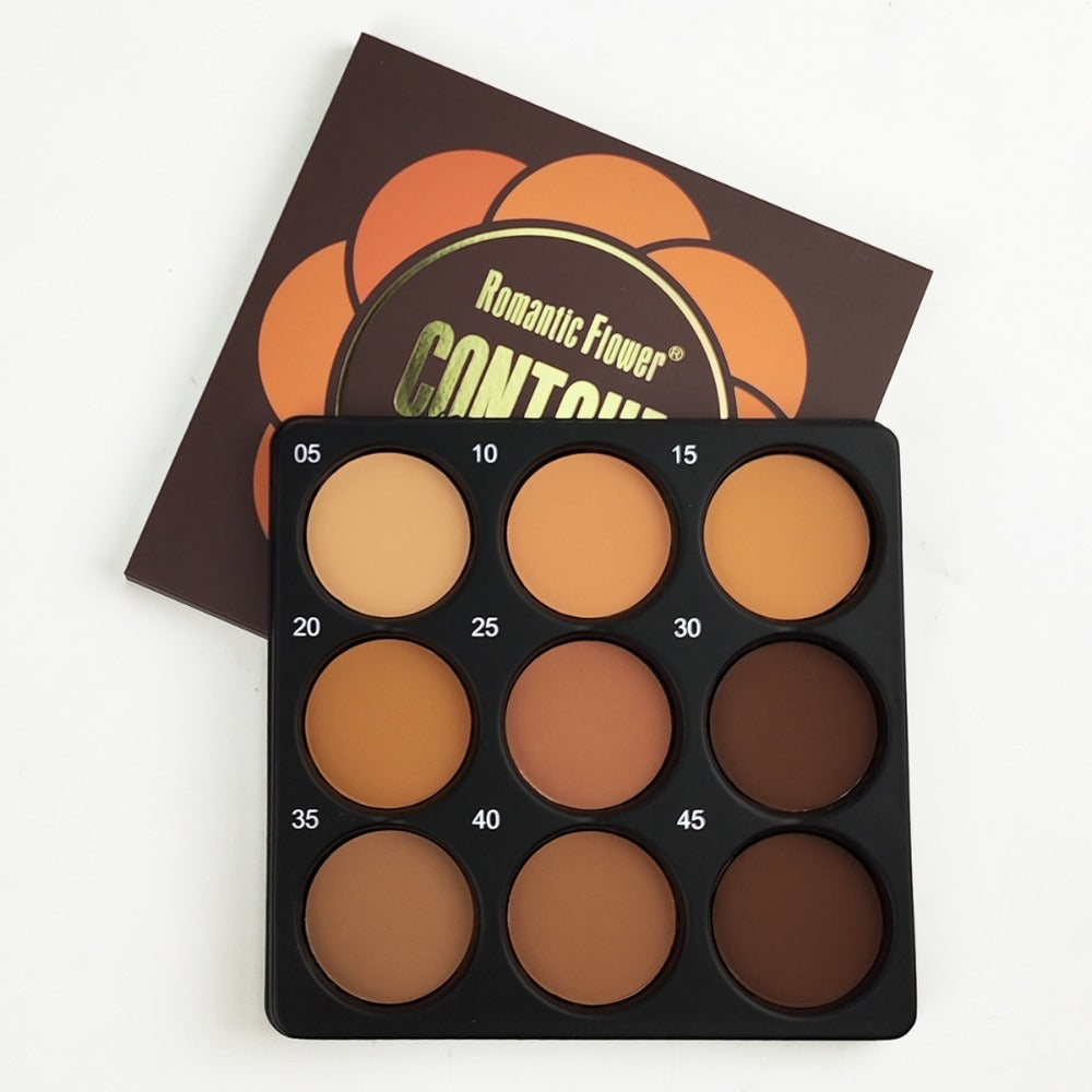 Matte Contour Palette 9 Colors Face Contouring Bronzer Kit Deep Brown Tones Buildable Blendable Multi-Use Professional Sculpting Makeup for All Skin Tones Women
