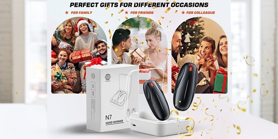 Rechargeable Hand Warmers 2 Pack with Charging Case - Electric Portable Pocket Heater, Quick Charge, Reusable Heat Packs for Winter Outdoor Camping Hunting, Christmas Gift for Men & Women, Black Orange Pink