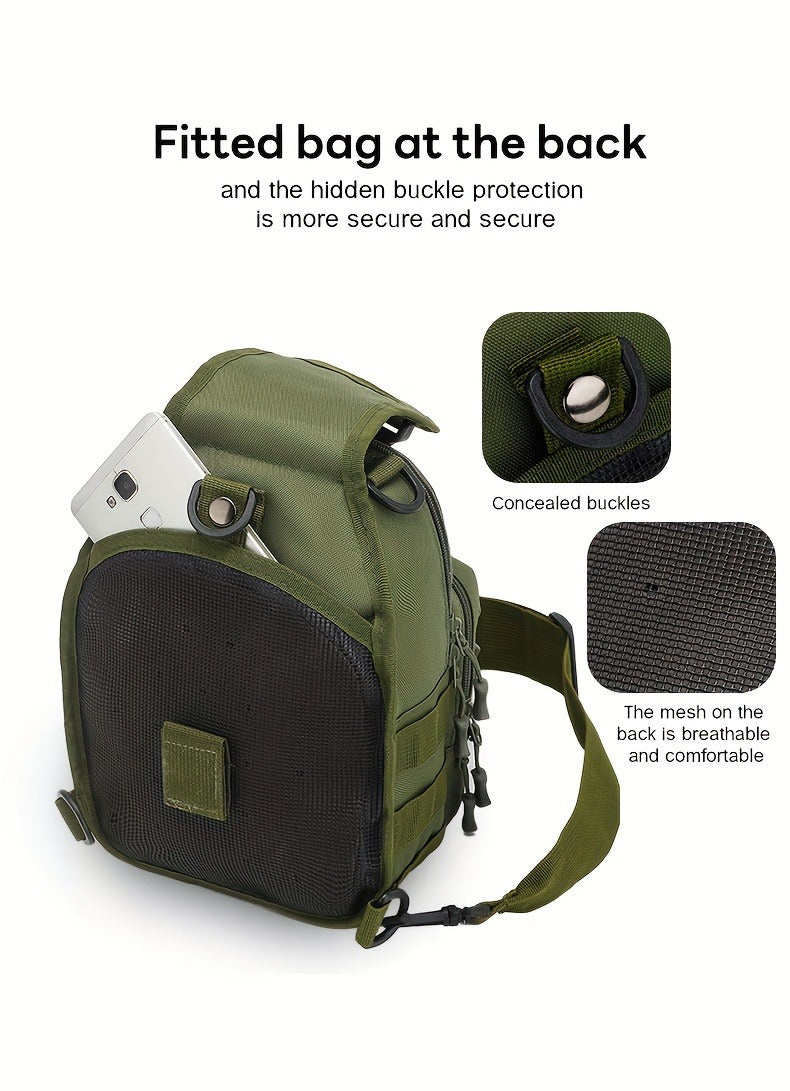 Tactical Sling Backpack Lightweight Military Shoulder Bag – Cycling, Sports, Travel & Daily Use, Zipper Closure, Available in Green, Black, Khaki, Desert, Grey & Jungle Camo