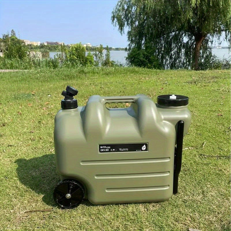 Portable Water Bucket with Wheels and Pull Rod 7.4 Gal 28L Large Capacity PE Square Water Container Collapsible Rolling Water Jug for Outdoor Camping Hiking Picnic Emergency Water Storage
