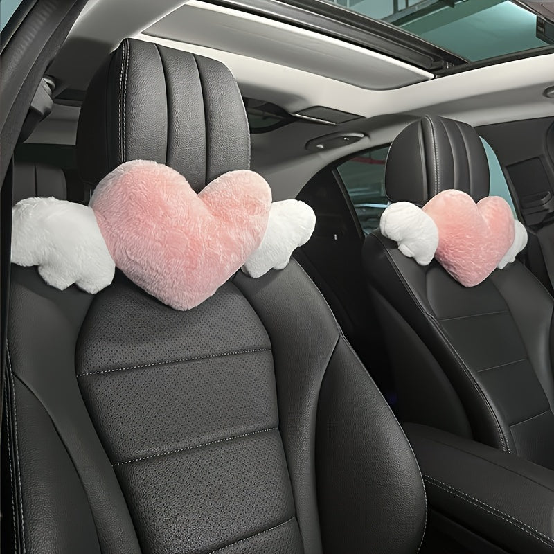 1pc Cute Cartoon Car Headrest, Neck Pillow, Cartoon Love Back Lumbar Pillow Seat Back Cushion Car Interior Decoration, Creative Cute Plush Pillow Car Seat Interior Decoration Gift for Mother, Grandma, Wife Christmas Anniversary