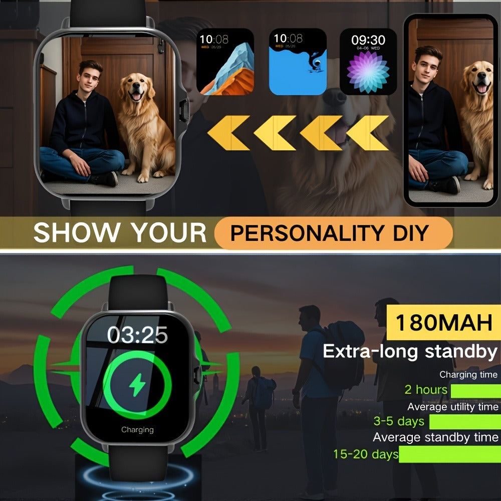 Smart Watch with Answer & Make Calls for Women Men – 100+ Sports Modes, Fitness Activity Tracker, Heart Rate Monitor, Pedometer, Compatible with Android & iPhone, Perfect Gift