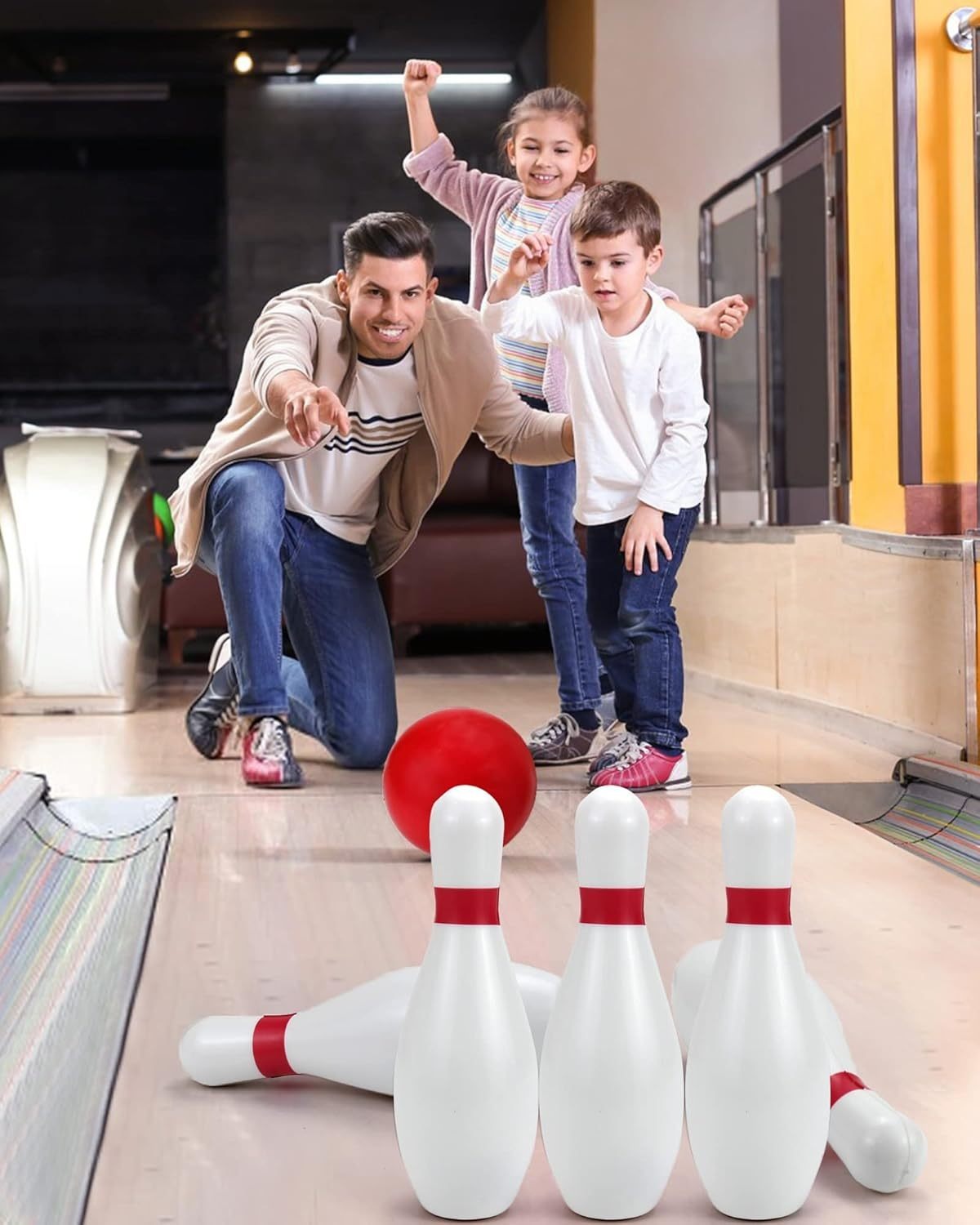 Glow in the Dark Bowling Set for Kids – 10 Pins & 2 Balls Indoor Outdoor Game Boys Girls Birthday Gift