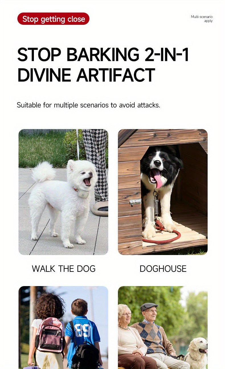 Ultrasonic Dog Bark Control Device with LED Flashlight - Adjustable Anti-Barking Trainer, Portable Indoor Outdoor Dog Behavior Corrector
