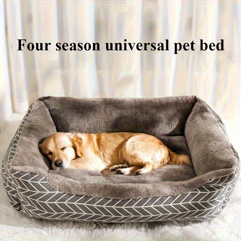 Pet Bed All-Season Soft Sleeping Pad for Cats & Dogs Breathable Washable Mat 4 Sizes M L XL XXL Fits All Breeds Grey Stripes Yellow Chicken