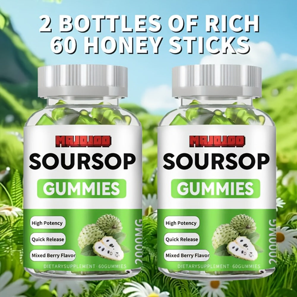 Soursop Graviola Gummies 2000mg – 60 Count Antioxidant Supplement for Men & Women, Supports Digestion & Immune Health, Natural Graviola Extract Chewable Wellness Gummies