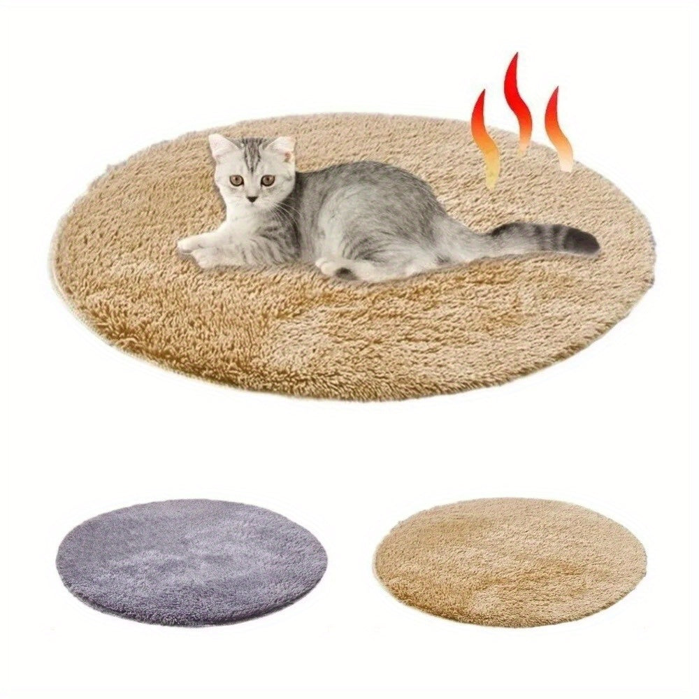 Pet Heating Pad Electric Heated Mat for Dogs & Cats – 15.75" Round Constant Temperature Warm Bed, Chew-Resistant USB Cable, Safe Cozy Heating Blanket for Puppies Kittens Indoor Use