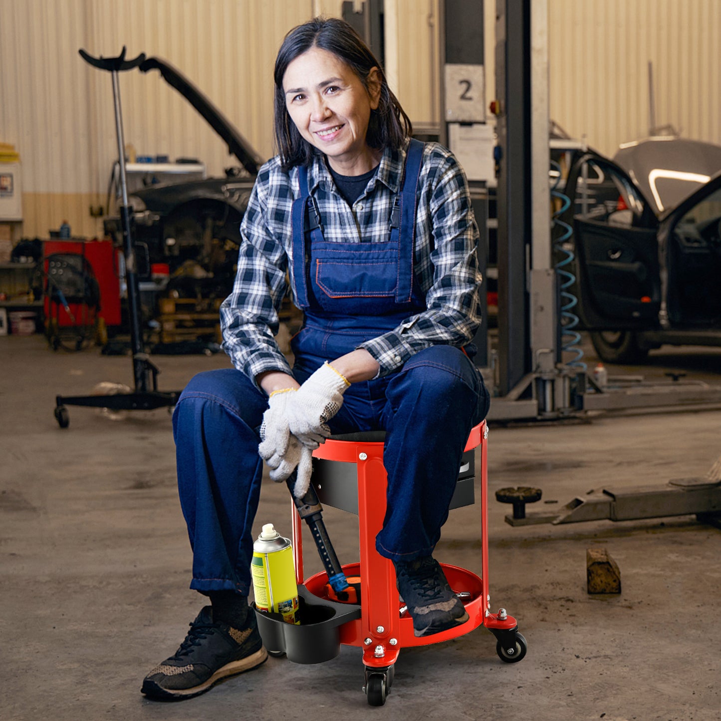 SAFSTAR Workshop Creeper Seat Rolling Mechanic Stool W/2 Drawers 330 LBS Weight Capacity