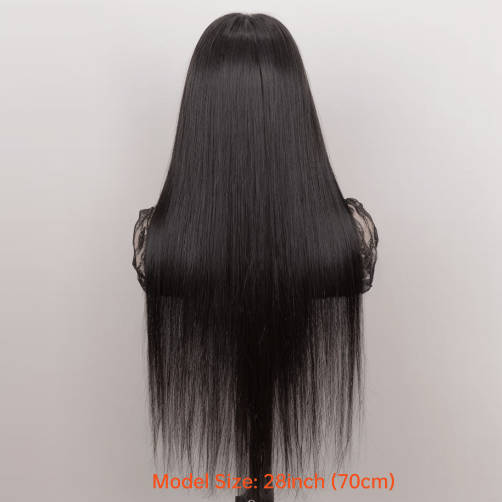 Glueless Straight Human Hair Wig 4x4 Lace Closure Pre-Plucked Natural Hairline Versatile Parting Natural Black 12-28 Inch Women No Glue