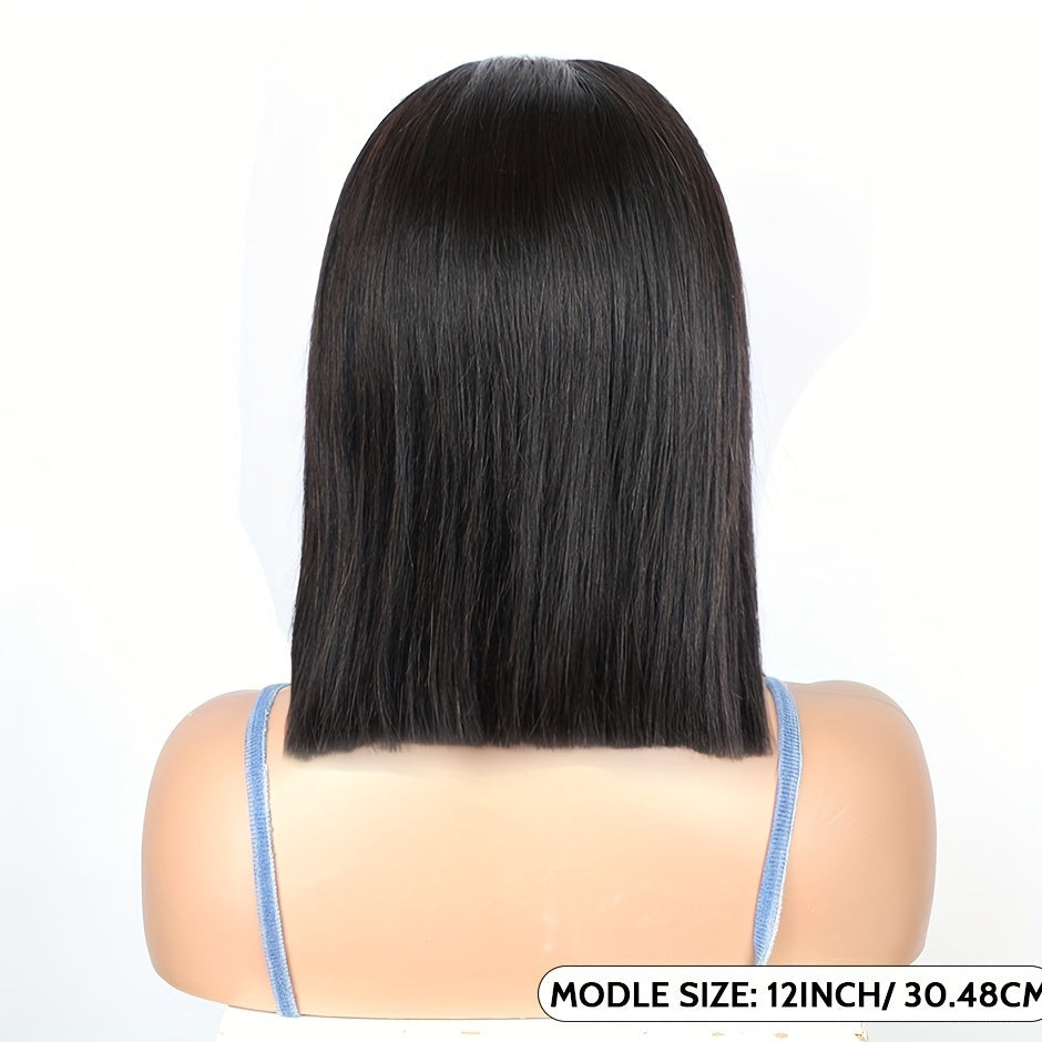 250% Density HD Lace Closure Wig Human Hair Straight Bob Glueless 4x4 Pre-Plucked Pre-Cut Natural Hairline Beginner Friendly 8-16 Inch Natural Black