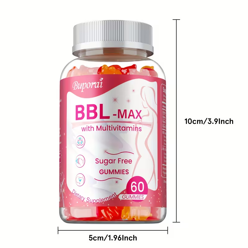 BBL Booty Gummies with Saw Palmetto & Wild Yam — Plant-Based Natural Curves Fuller Hips & Feminine Silhouette Support Supplement for Women | 60 or 120 Gummies