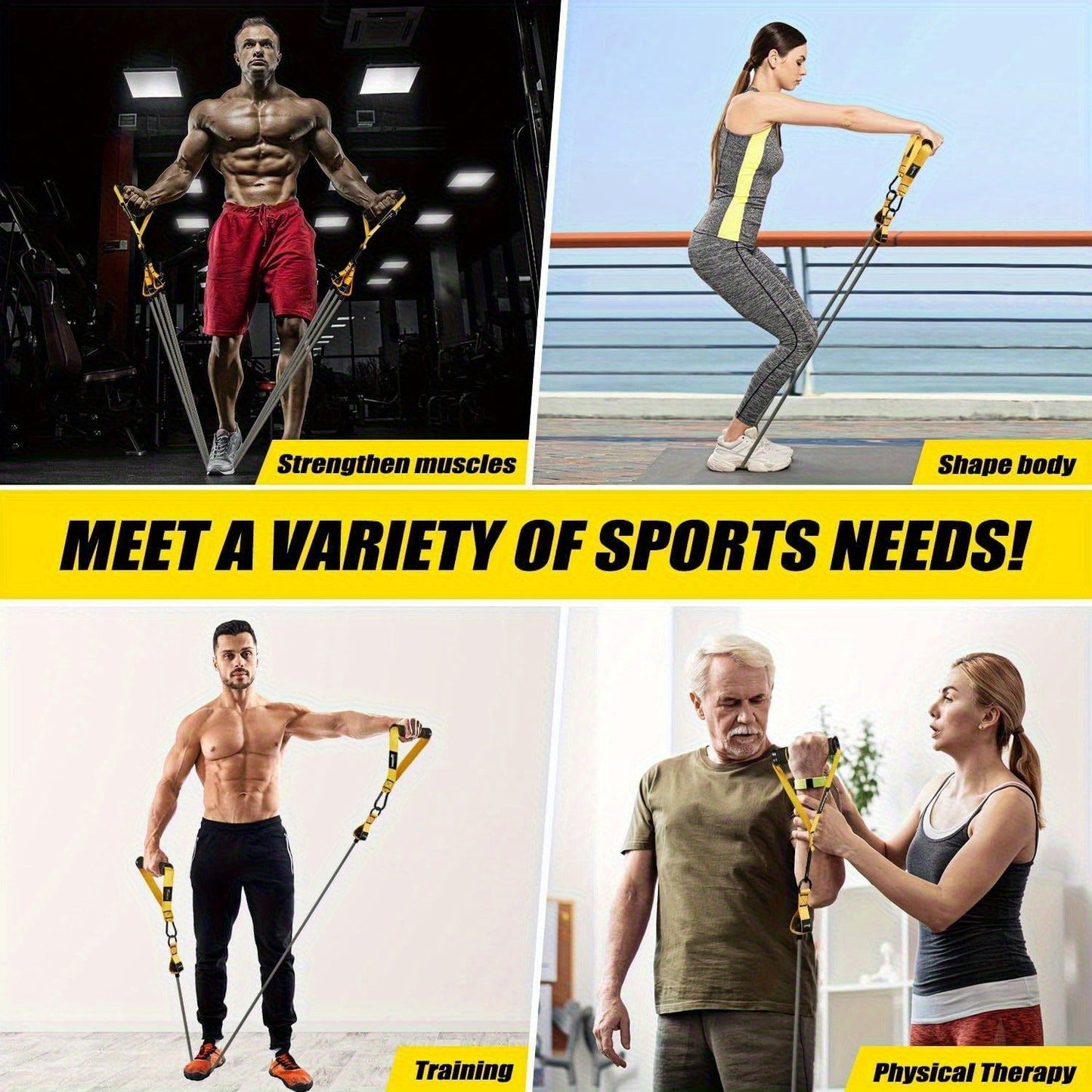 300lb Resistance Band Set – 6 Levels 25-75lb, Handles, Door Anchor & Ankle Straps – Heavy Duty Home Gym Kit for Full Body Strength Training, Muscle Building & Toning