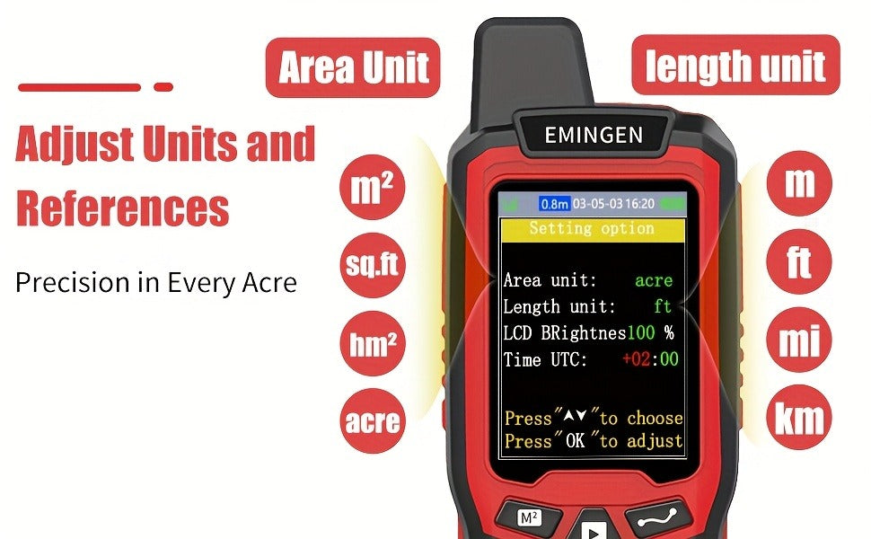 Handheld GPS Land Surveying Equipment – High-Precision 2.4" LCD Area Measuring Tool for Farmland, Forest, Ranch & Mining | ZL180