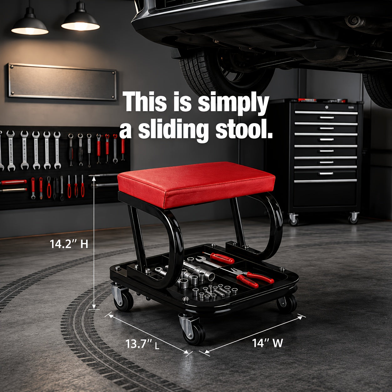 Shaped Wheeled Creeper Stool(Sold Separately), Foldable/Non-Foldable Crawler Mechanic Seat, 300 Lb Load Capacity with 6 2.5-Inch Casters, Great Gift for Men
