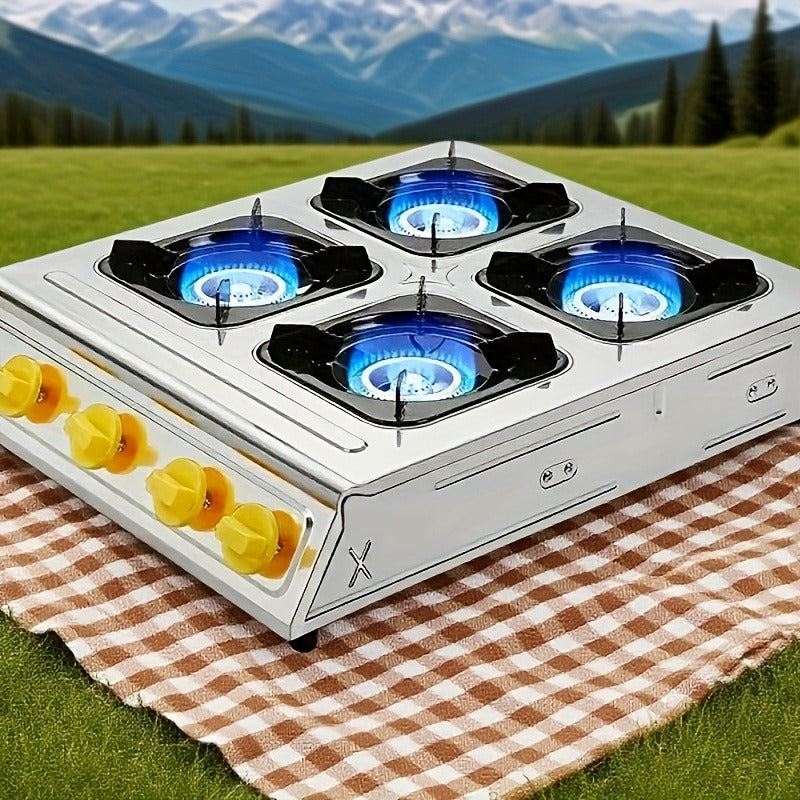 4-Burner Propane Outdoor Camping Stove with CSA Certified Regulator & Hose – Portable Gas Burner for Camping, BBQ, Home Brewing, Turkey Frying, Tactical Cooking & Survival Preparedness