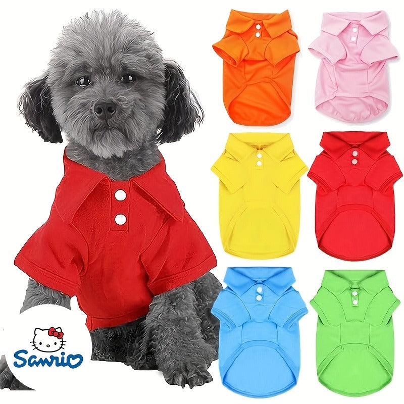 Dog Polo Shirt 6-Pack Collared T-Shirt Breathable Pullover – 100% Polyester All-Season Pet Outfit for Small Medium Dogs & Cats, Boy & Girl Puppy Kitten Apparel, Sizes XS to XL