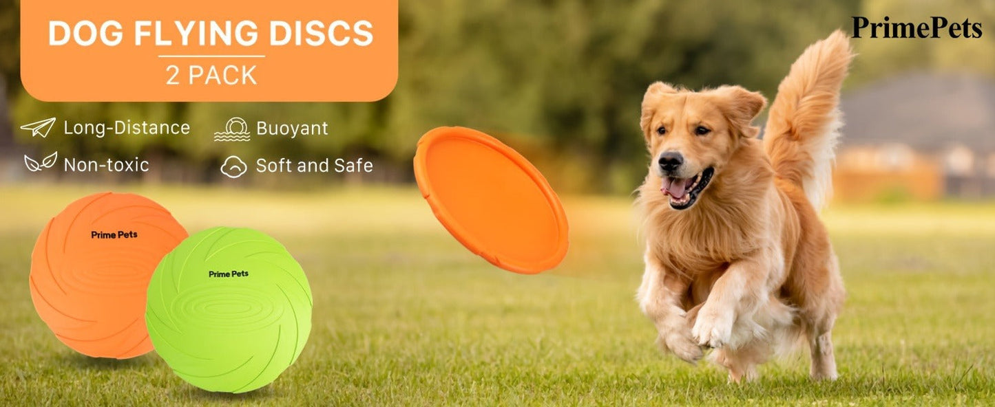 Dog Flying Disc 2-Pack 7 Inch - Natural Rubber Floating Frisbee for Dogs, Outdoor Fetch & Water Toy for Pool Beach Training, Doubles as Drinking Bowl, Interactive Dog Disc Toy
