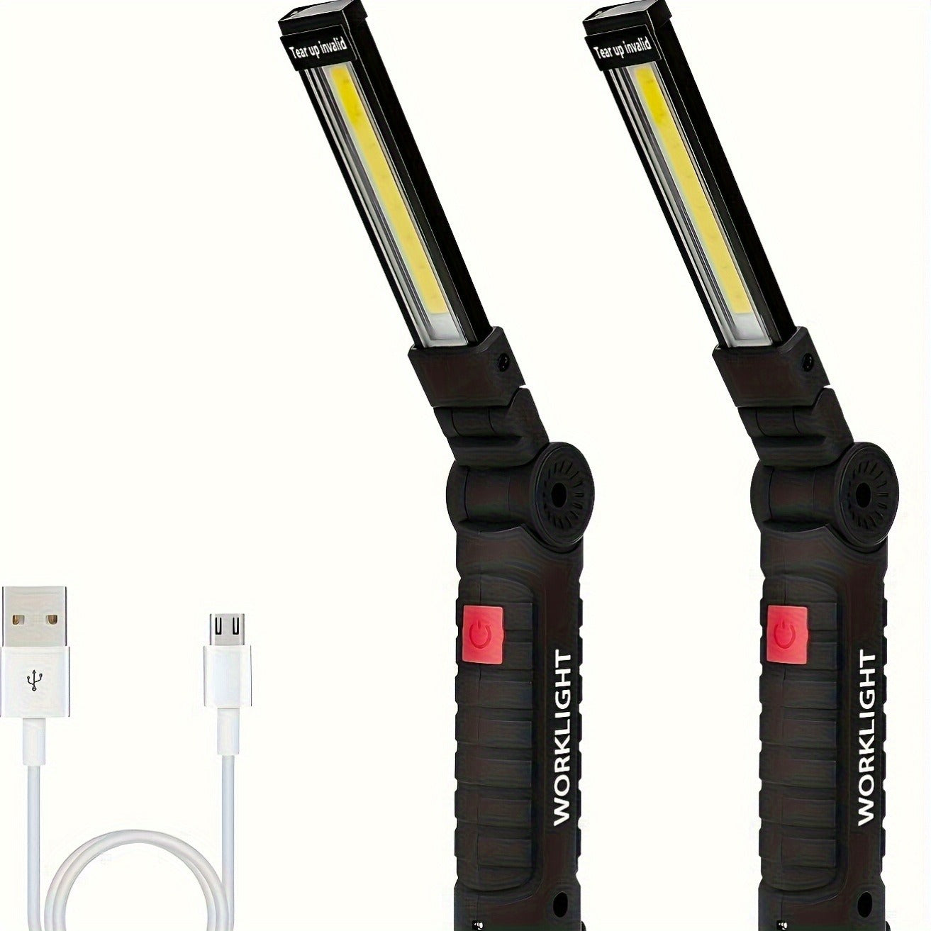 COB LED Work Light Rechargeable - Magnetic Base Portable Flashlight, 1000 Lumen Adjustable Beam, Multi-Pack Hanging Lamp for Garage, Camping, Yard & Emergency Use
