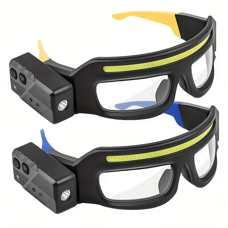 LED Headlamp Glasses Light - USB Rechargeable Head Torch with Rotatable Beam, Adjustable Brightness & Strobe Mode for Night Running, Cycling, Fishing & Outdoor Work