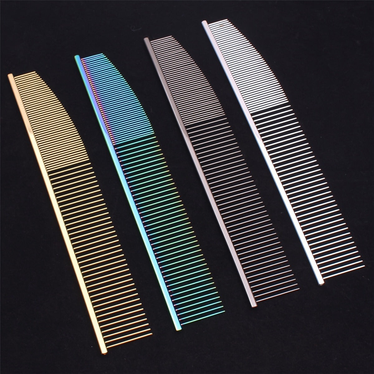 Pet Grooming Comb with Stainless Steel Teeth & Aluminum Handle - Professional Detangling Dematting Comb for Dogs & Cats, Removes Knots, Tangles & Loose Fur, 3 Colors