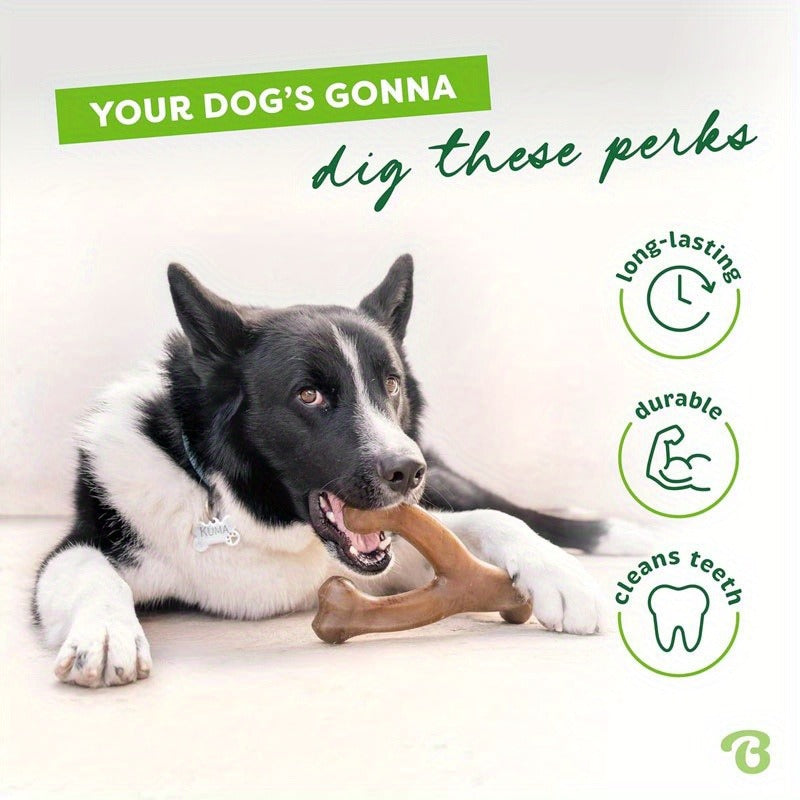 Dog Chew Toy Bacon Flavor Teeth Cleaning Bone - Durable Interactive Chew Stick for Aggressive Chewers, Dental Cleaning Toy for Dogs & Cats, Long-Lasting Flavored Pet Chew Bone