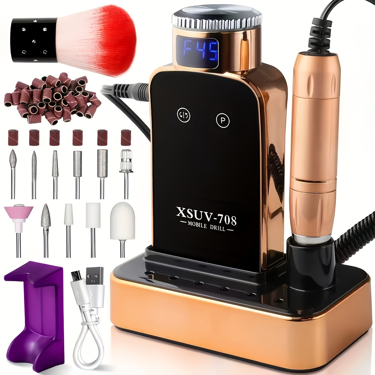 45000RPM Cordless Nail Drill Machine – Rechargeable Professional Electric Efile for Acrylic & Gel Nails | Variable Speed Nail Drill for Manicure, Pedicure, Shaping & Polishing, Salon & Home Use