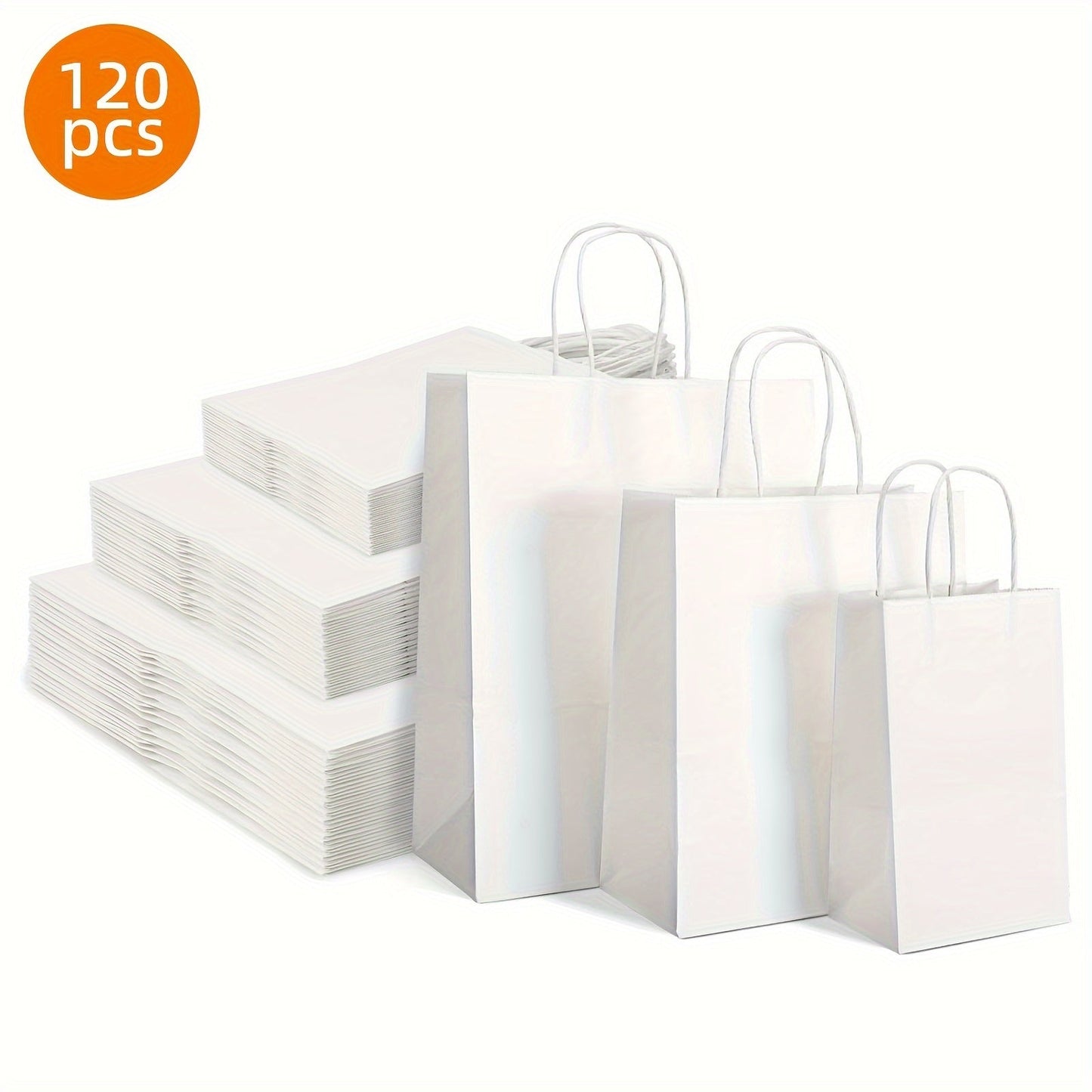 Kraft Paper Bags with Handles Bulk – 75/90/120/210 Pcs Gift Bags 3 Sizes 110g Shopping Bags for Wedding Party Retail Favor Wrapping Easy Storage