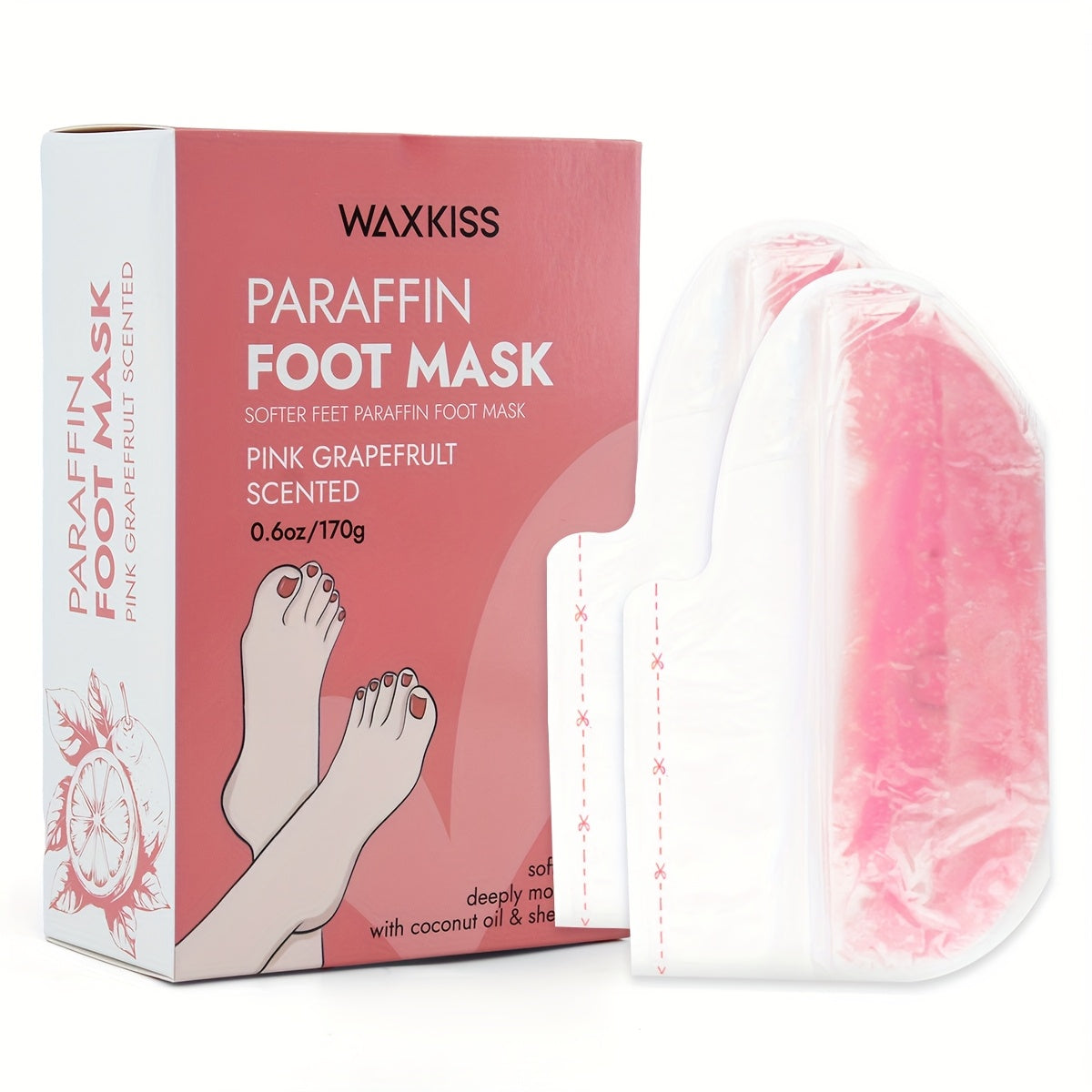Paraffin Wax Moisturizing Hand & Foot Mask WAXKISS - Non-Greasy Skin Softening Treatment Lavender & Grapefruit Scent - Portable Spa Mask for Dry Cracked Hands Feet Skin Elasticity Women