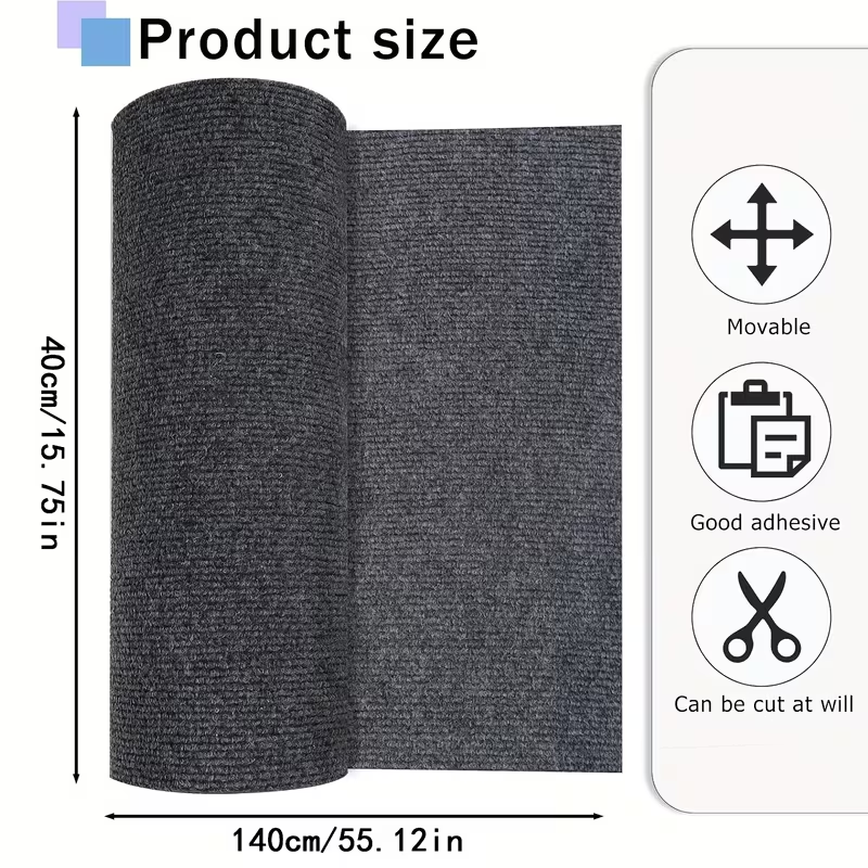 Cat Scratch Mat 55"x15" Trimmable Self-Adhesive Cat Scratching Pad for Furniture Sofa Couch Wall Door Corner Protection, Cat Scratcher Carpet with Adhesive Backing, Beige & Grey