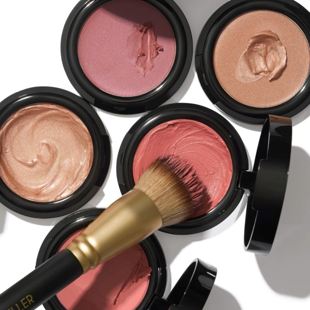 Cream Blush Beauty Balm Starter Kit with Brush – Hydrating Squalane Formula for Face & Lips Natural Pink Glossy Brightening Finish Medium Buildable Coverage Blush Set for Women