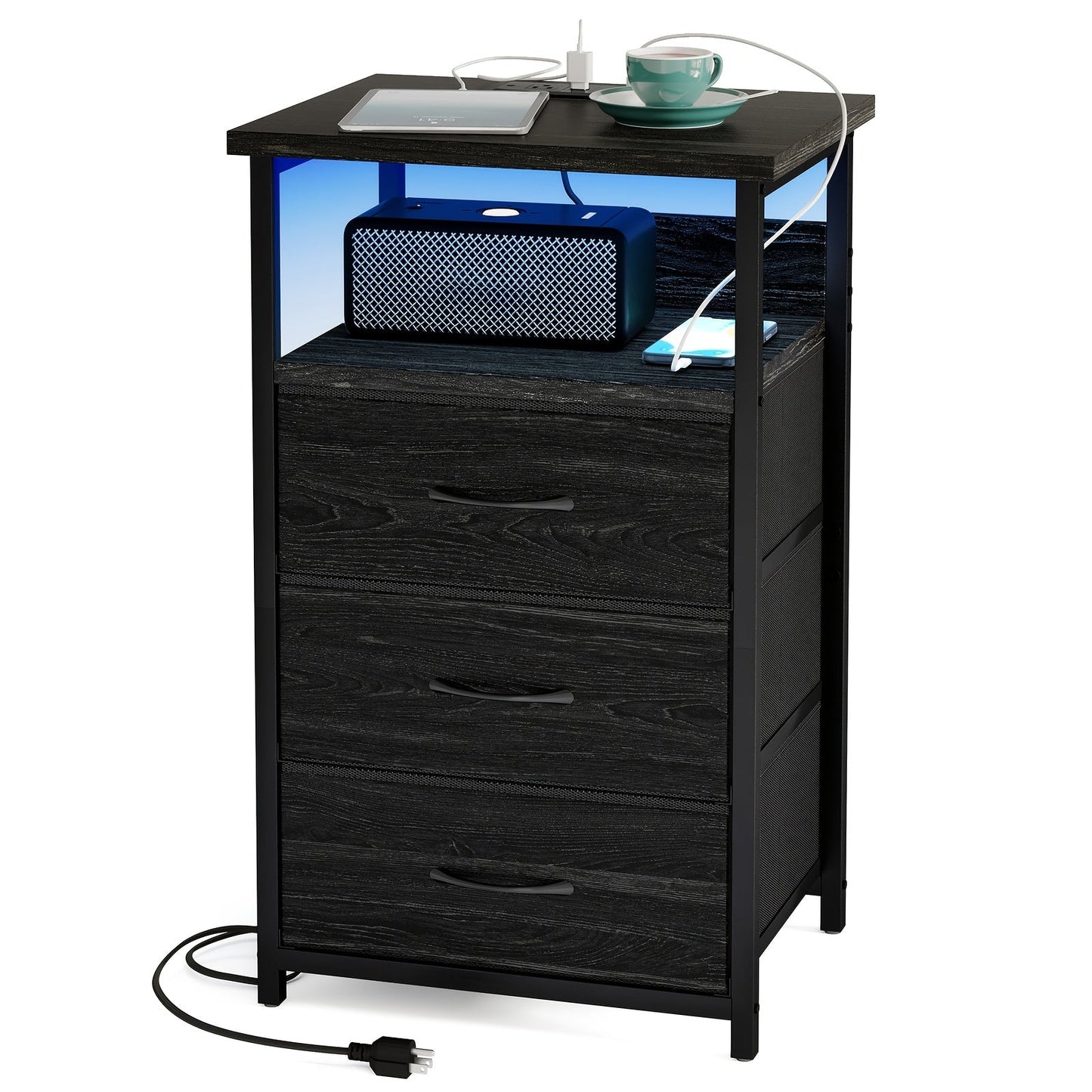 Nightstand shown in the 1pc-3 Drawers-Black Oak option