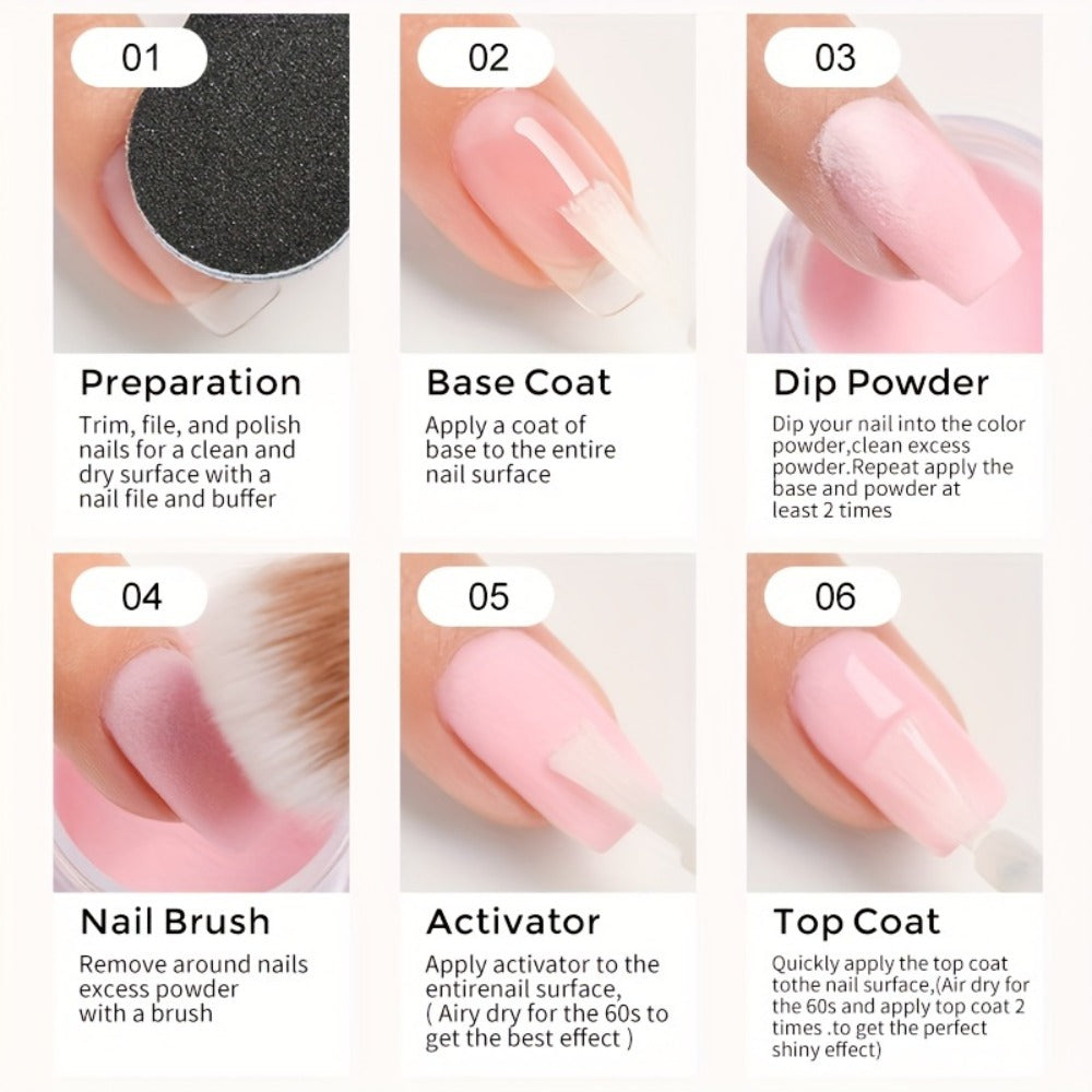 Brown Nude Glitter Dip Powder Kit 11Pcs No Odor — Neutral Skin Tone Beginner Friendly French Nail Art Manicure Gift Set for Women No Lamp Needed