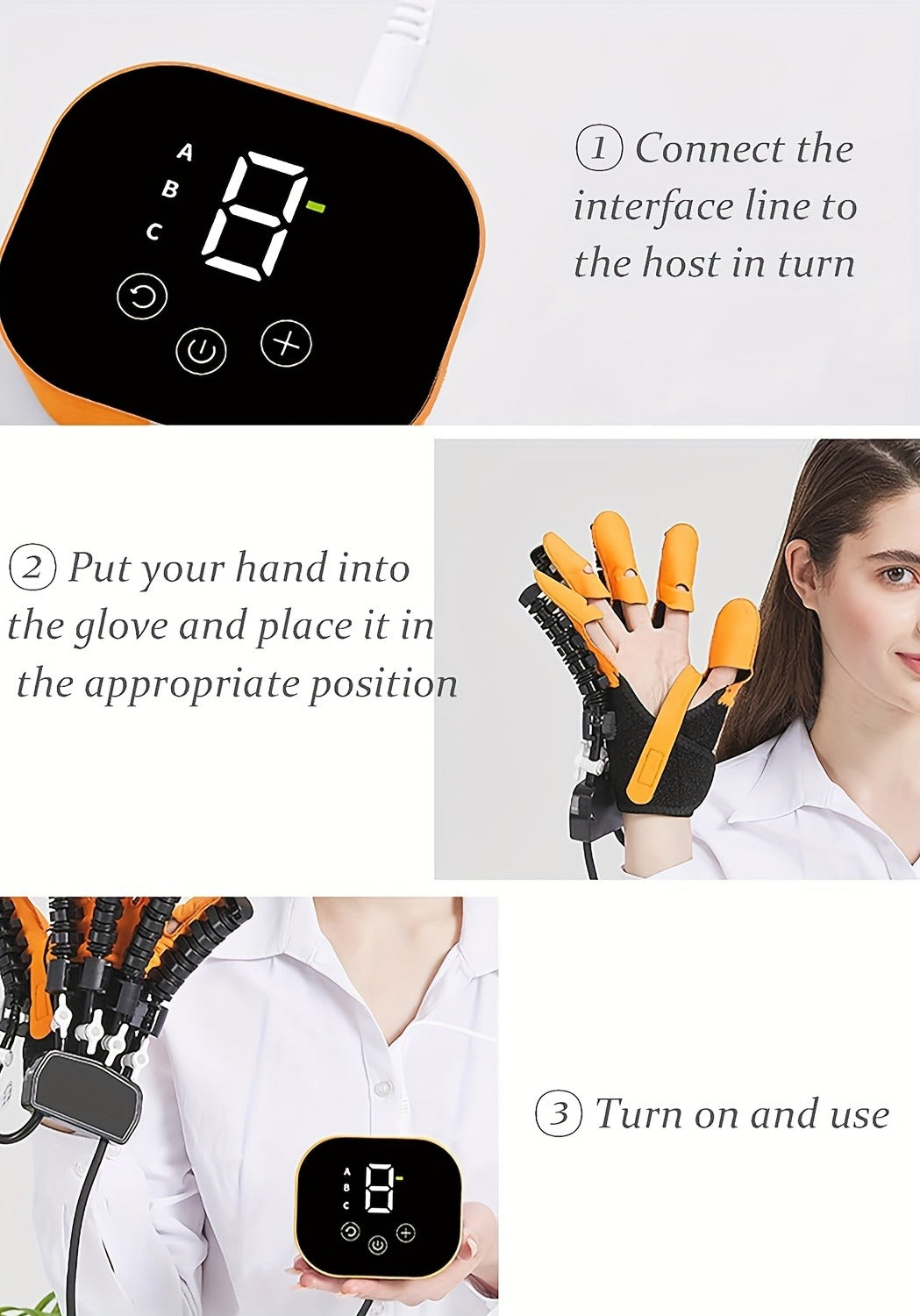 Hand Rehabilitation Glove Pneumatic Finger Trainer Left Right M L XL