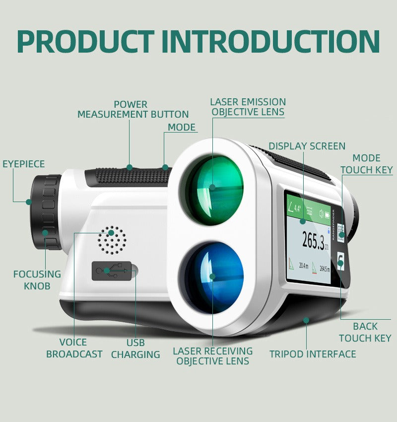 Laser Rangefinder 1000 Yard with Slope Compensation & Vibration Lock – USB Rechargeable Golf Rangefinder with Side Display Voice Broadcast 9 Modes M/Yard/Ft for Golf Hunting Disc Golf Outdoor Measurement