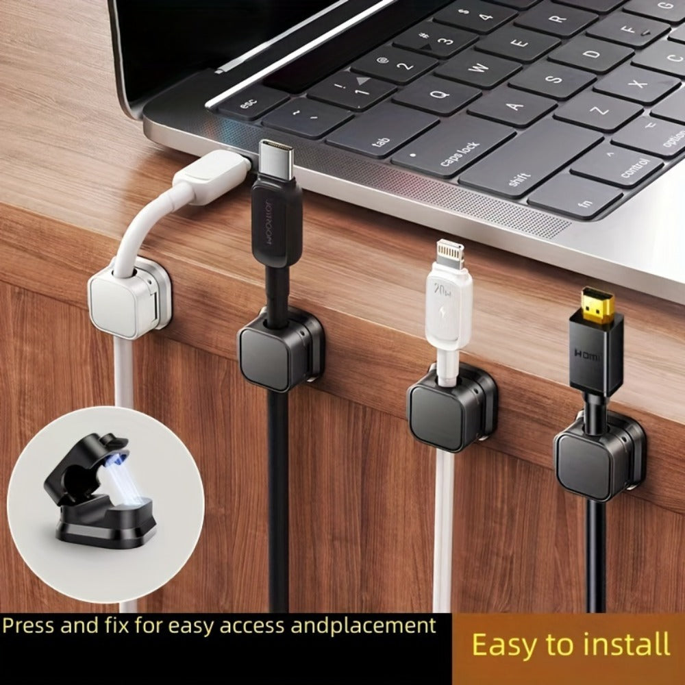 Magnetic Cable Organizer Clips 16 Pack Self-Adhesive No-Drill Cable Management Holder for Desk Wall Home Office Adjustable Wire Cord Organizer Set