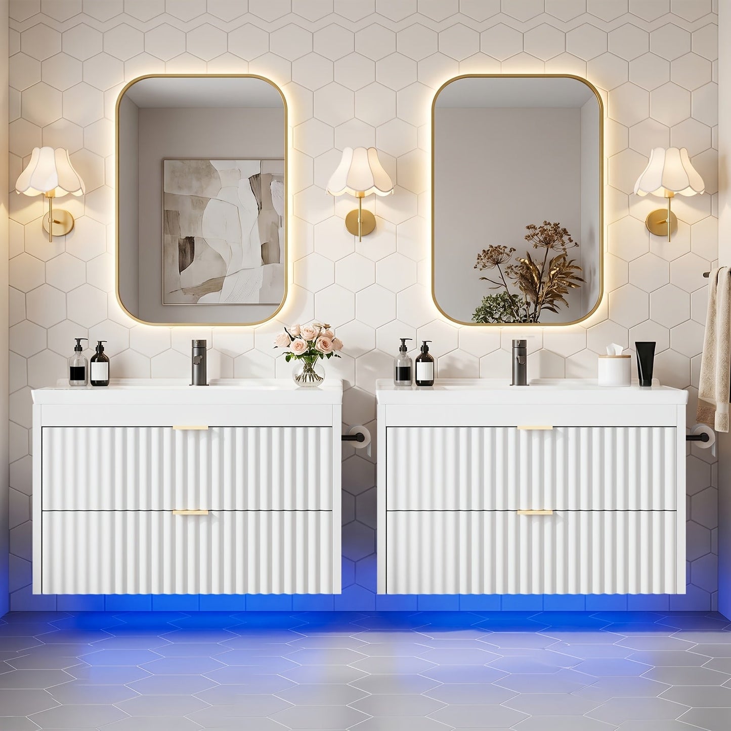 Bathroom Vanity shown in the White-2pcs option