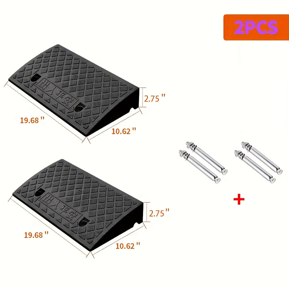 Portable Plastic Car Ramps - Heavy Duty Anti-Slip Threshold Ramps for Cars, Wheelchairs, Bicycles & Medical Equipment, Weather Resistant, Multiple Heights Available
