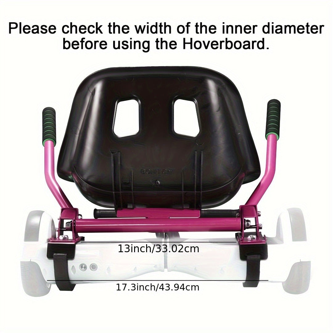 Hoverboard Go Kart Seat Attachment Kit for Kids 6.5"-10" Self Balancing Scooter Conversion Accessories with Off-Road Tires, Shock Absorber & Dual Footrests – Sturdy Metal Frame, Easy Install, Fun Ride