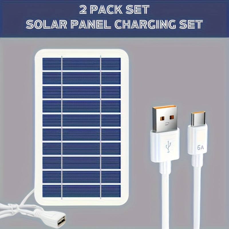 Solar Panel Phone Charger USB – Flexible Photovoltaic Outdoor Charging Panel with USB Cable, Portable Solar Power Generator for Camping, RV, Hiking & Emergency Device Charging (2W / 10W)