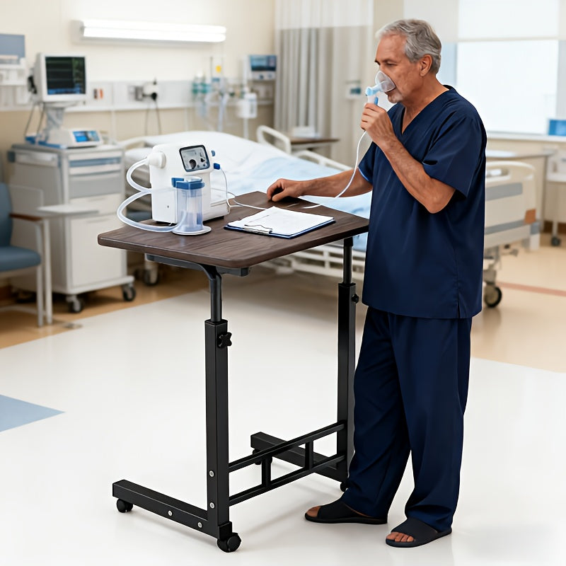 Overbed Table Adjustable Height – Hospital-Grade Nursing Bedside Table with Independent Storage Compartments for Elderly & Patient Care | Portable Auxiliary Tray Table, 8 Colors