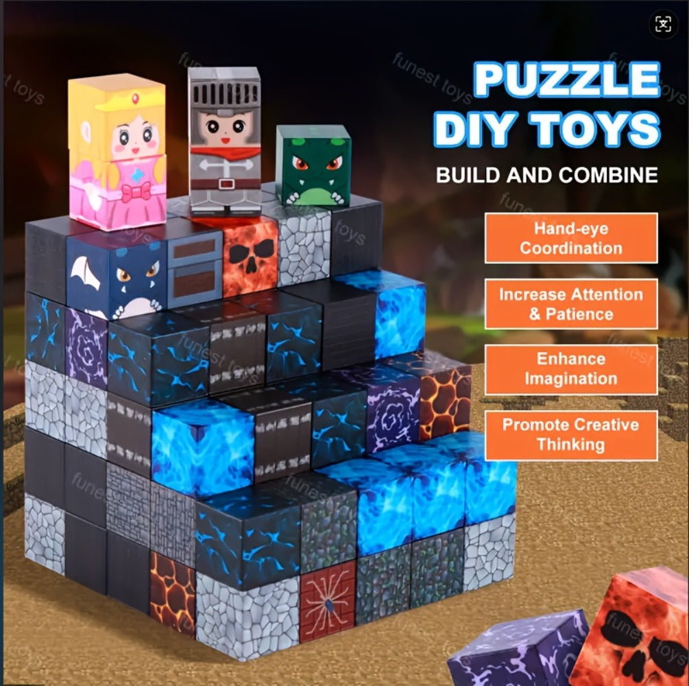 Magnetic Building Blocks Set 130PCS with Magnetic Base – STEM Toys for Kids Ages 3-6 Interlocking Construction Bricks Large Small Blocks Educational Gift for Boys Girls