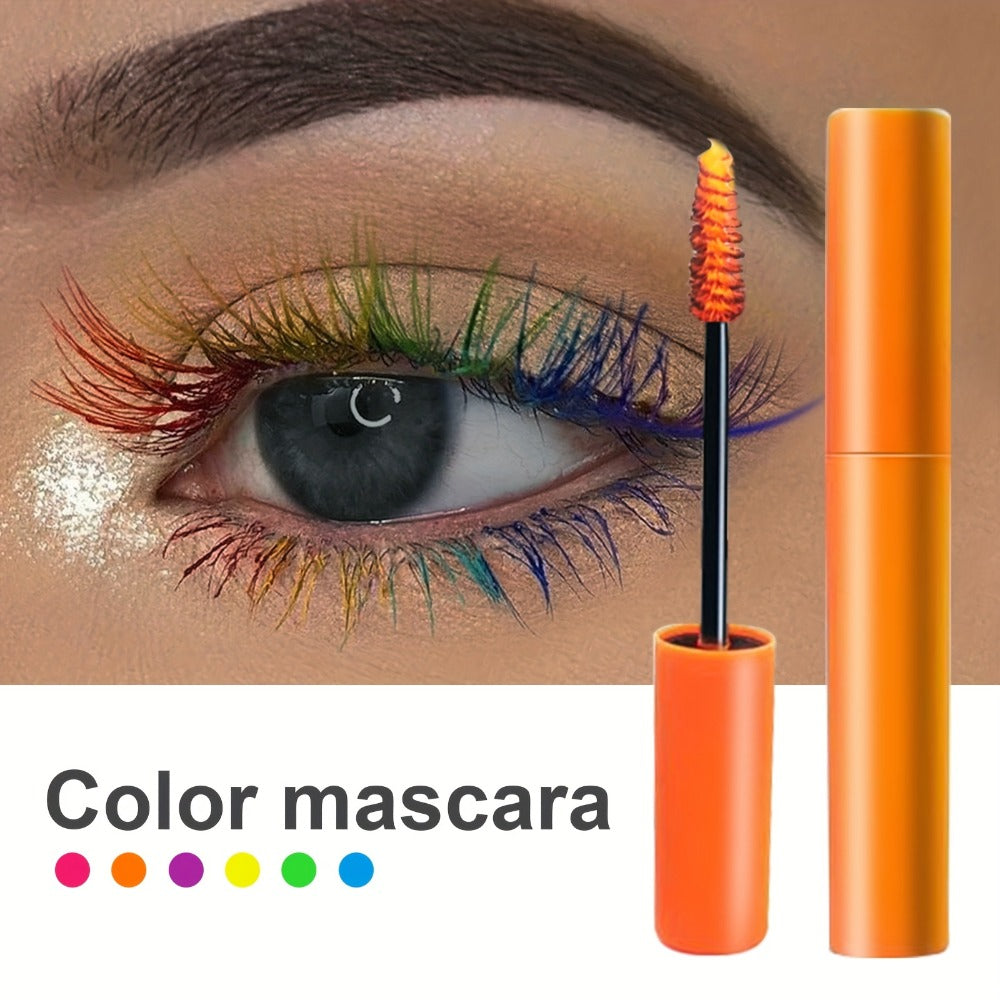 Colorful Mascara Set 6 Vivid Shades — Waterproof Smudge-Proof Curling Volumizing Lash Makeup, Purple Green Red Yellow Orange Blue, Festival Halloween Gift for Girls & Makeup Lovers