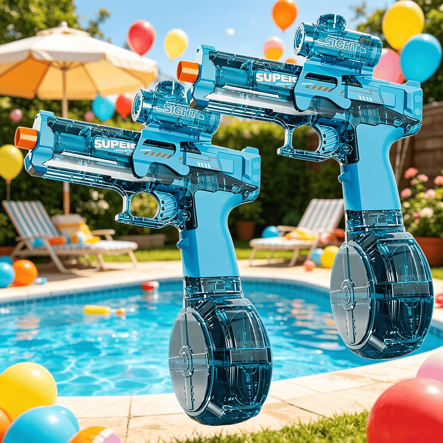 Light Up Water Spray Toy for Kids 2 Pack – Luminous Automatic Water Squirt Gun with LED Lights & Sound Effects, Outdoor Beach Pool Party Summer Water Game Favor Set Boys Girls Ages 3+