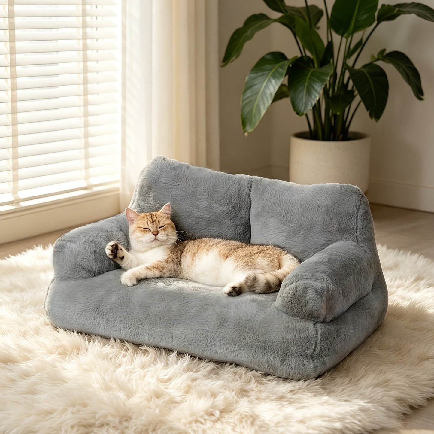 Plush Cat Sofa Bed – Four Seasons Comfort Washable Pet Couch for Cats & Small Dogs | M, L, 2XL, 3XL