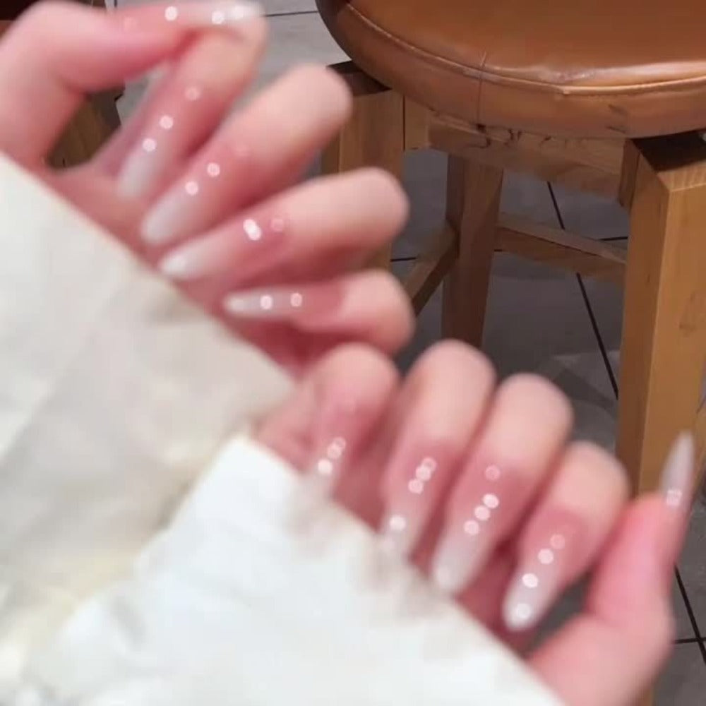 Milky White Glass Nail Gel Polish Sheer Jelly 15ml Alcohol-Free - Long Lasting Glossy Glazed Finish Korean Japanese K-Beauty Semi-Permanent UV LED Gel for Salon & Home DIY Manicure Women