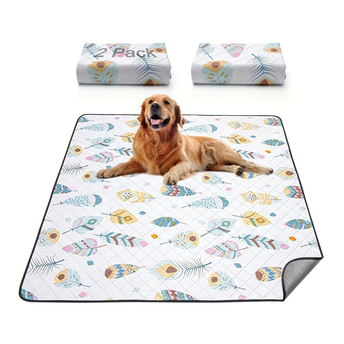 TPU Waterproof Washable Dog Pee Pads 2-Pack – Non-Slip Silicone Bottom, Ultra-Absorbent 4-Layer Whelping Pads | Reusable Puppy Training Pads for Playpen, Crate, Bed & Car | 7 Sizes | Machine Washable