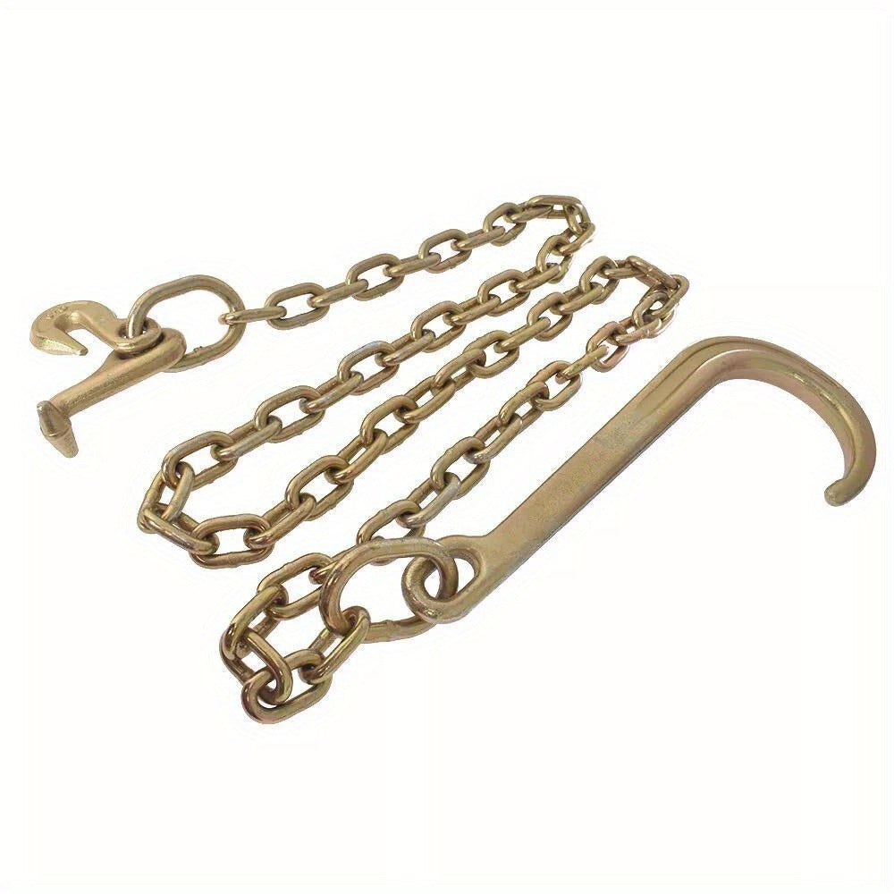 G70 Tow Chain with J-Hooks 5/16in x 2FT V-Chain Flatbed Truck Rollback Wrecker Carrier Replacement Heavy Duty Cargo Security Binding Towing Construction Grade 70 Gold