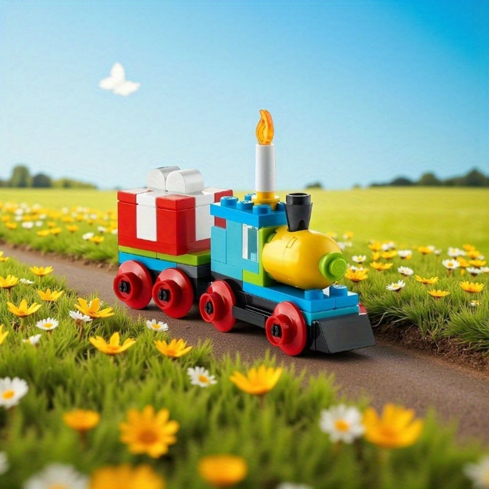 Birthday Train Building Set 30642 – Mini Brick Creator Kit with Cake Balloons & Gifts, Fun Birthday Party Favor Collectible Toy for Kids Boys Girls Ages 5 and Up