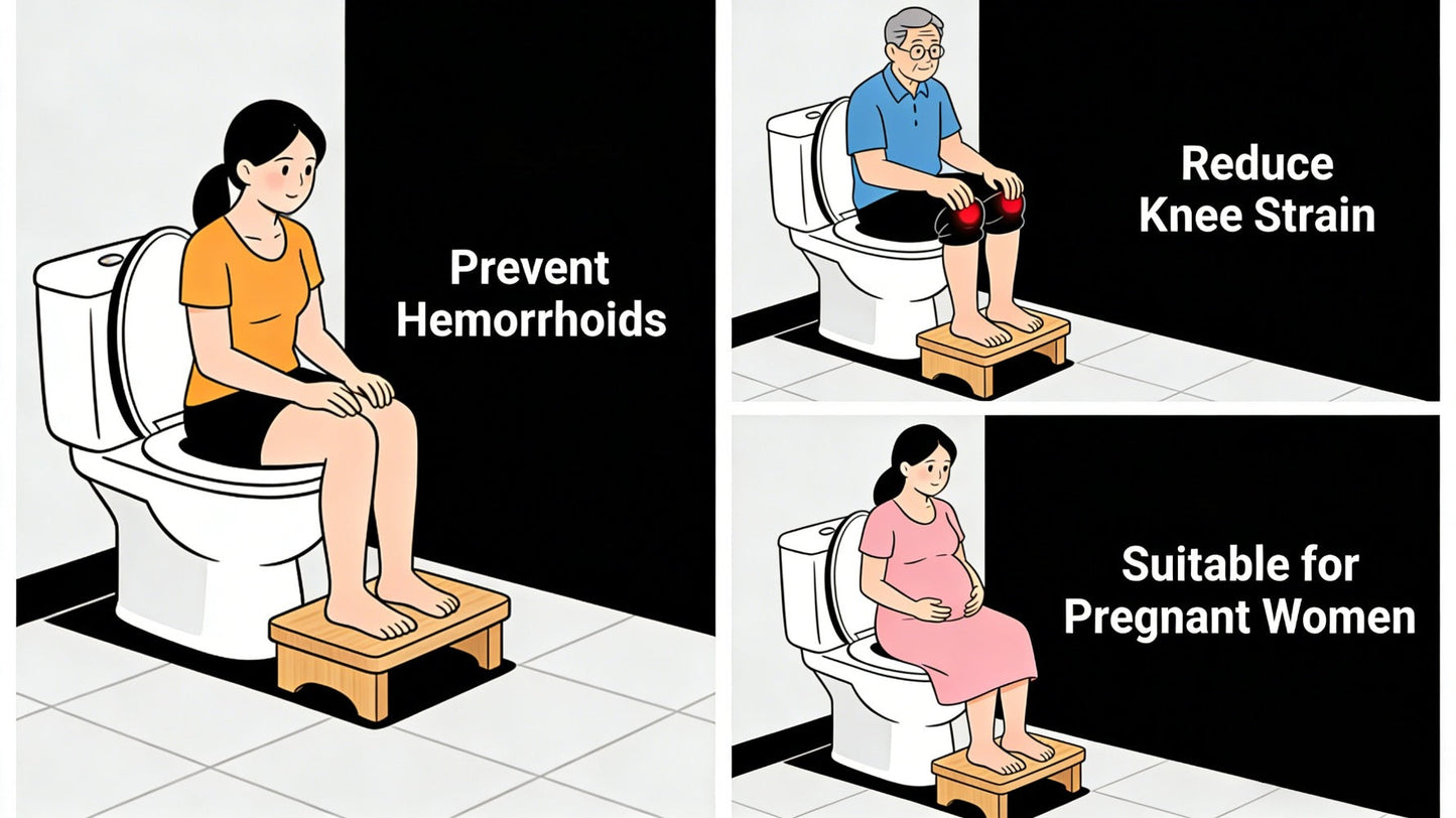 Toilet Stool Foldable Bamboo Squatting Stool – Ergonomic 7-Inch Height for Natural Constipation Relief | Collapsible Non-Slip Bathroom Footstool for Space Saving, Travel & Easy Storage